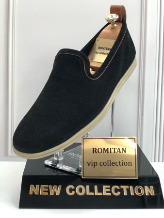 Мокасины  Romitan  черный  нубук F-300577 фото в интернет-магазине | Omadey.ru