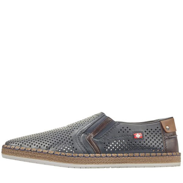 Фото Слипоны  Rieker  синий  кожа/кожа искусств. F-400142