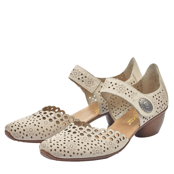 Фото Туфли летние  Rieker  бежевый  кожа F-400477