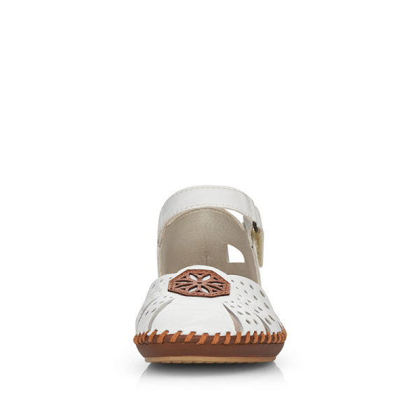 Фото Босоножки  Rieker  белый  кожа/кожа искусств. F-100595