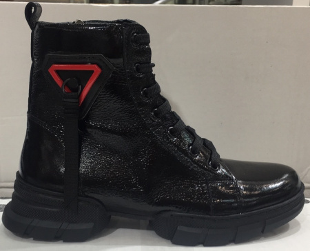 Ботинки  Bestello  черный  кожа лаковая Z-89212 фото в интернет-магазине | Omadey.ru