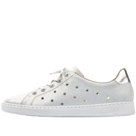 Кеды  Rieker  серебряный  кожа/кожа искусств. F-80712 фото в интернет-магазине | Omadey.ru