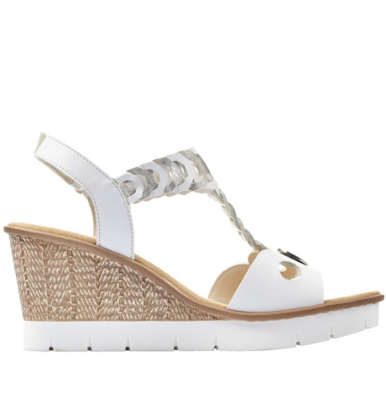 Босоножки  Rieker  белый  кожа искусств. F-80277 фото в интернет-магазине | Omadey.ru
