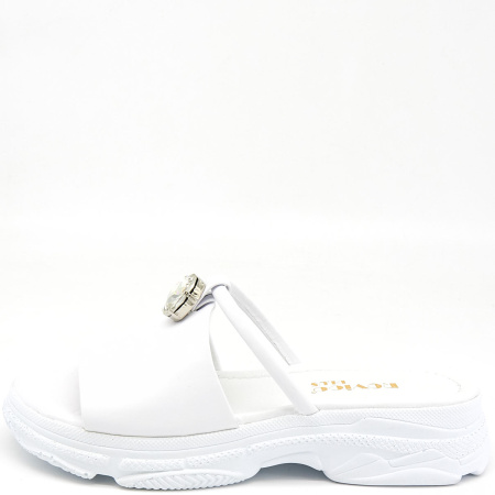 Шлепанцы  Rovigo  белый  кожа F-80907 фото в интернет-магазине | Omadey.ru