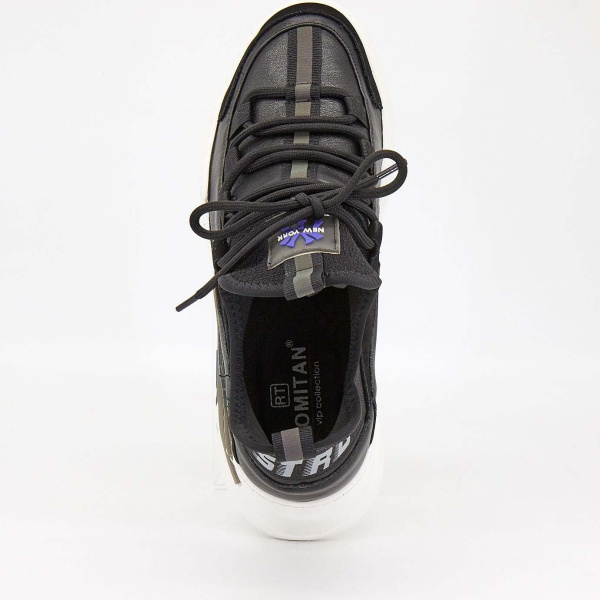 Фото Кроссовки  Romitan  черный  кожа Z-90309 мужские