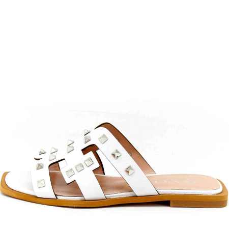 Шлепанцы  Rovigo  белый  кожа F-80908 фото в интернет-магазине | Omadey.ru