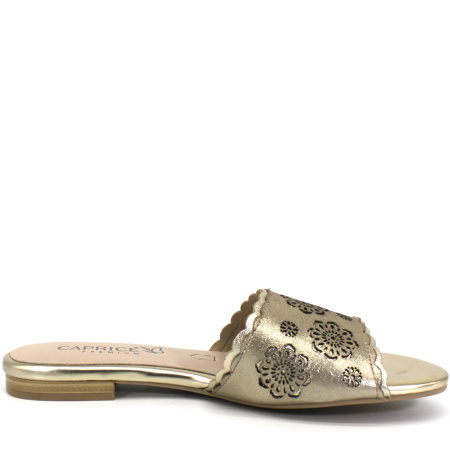 Шлепанцы  Caprice  золотой  кожа F-7572 фото в интернет-магазине | Omadey.ru