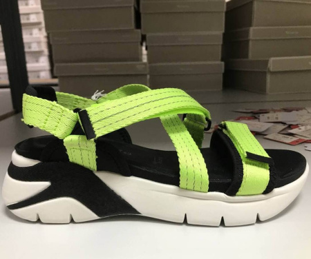 Сандалии  Tamaris  зеленый  текстиль F-91192 фото в интернет-магазине | Omadey.ru