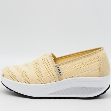 Слипоны  MYSET  бежевый  текстиль F-90935 фото в интернет-магазине | Omadey.ru