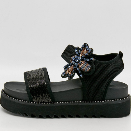 Сандалии  MYSET  черный  текстиль F-90939 фото в интернет-магазине | Omadey.ru