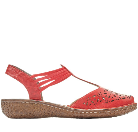 Туфли летние  Rieker  красный  кожа F-81040 фото в интернет-магазине | Omadey.ru