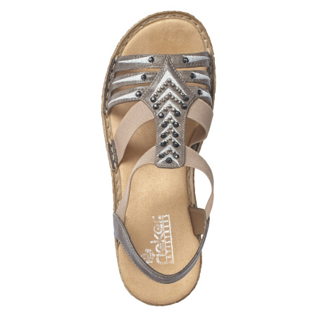 Босоножки  Rieker  серый  кожа искусств. F-400483 фото в интернет-магазине | Omadey.ru