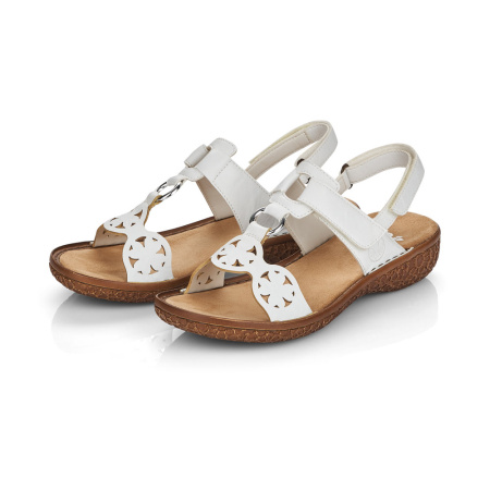 Босоножки  Rieker  белый  кожа искусств. F-90092 фото в интернет-магазине | Omadey.ru