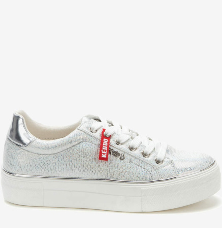 Кеды  Keddo  серебряный  кожа искусств. F-80730 фото в интернет-магазине | Omadey.ru