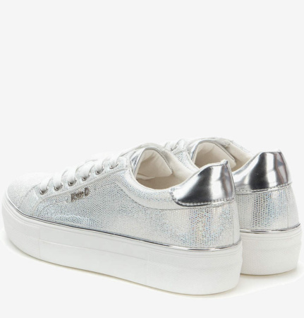 Кеды  Keddo  серебряный  кожа искусств. F-80730 фото в интернет-магазине | Omadey.ru