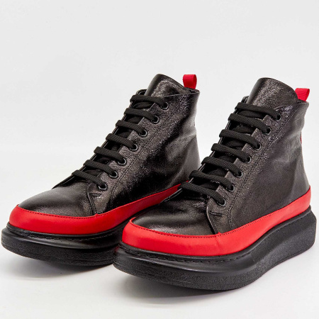 Ботинки  Bestello  красно-чёрный  кожа Z-89158 фото в интернет-магазине | Omadey.ru