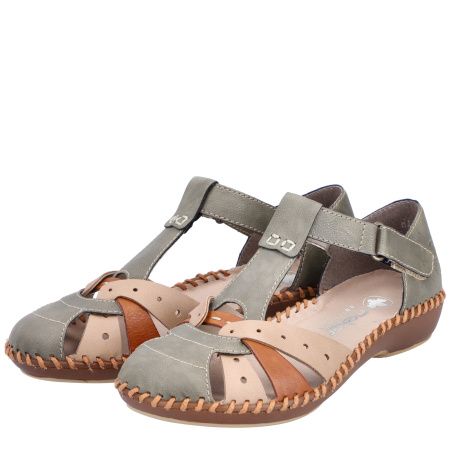 Босоножки Rieker бежевый кожа искусств. F-400179 фото в интернет-магазине | Omadey.ru