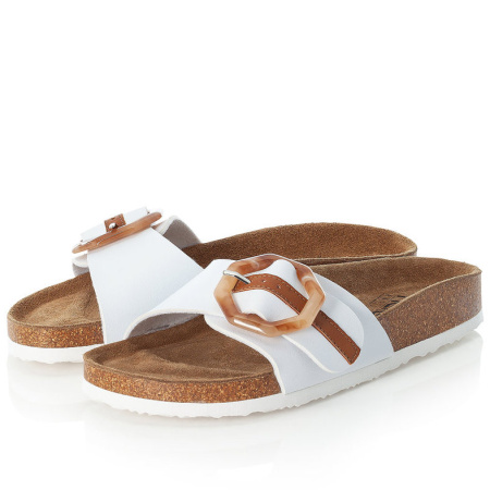 Шлепанцы  Rieker  белый  кожа искусств. F-90730 фото в интернет-магазине | Omadey.ru