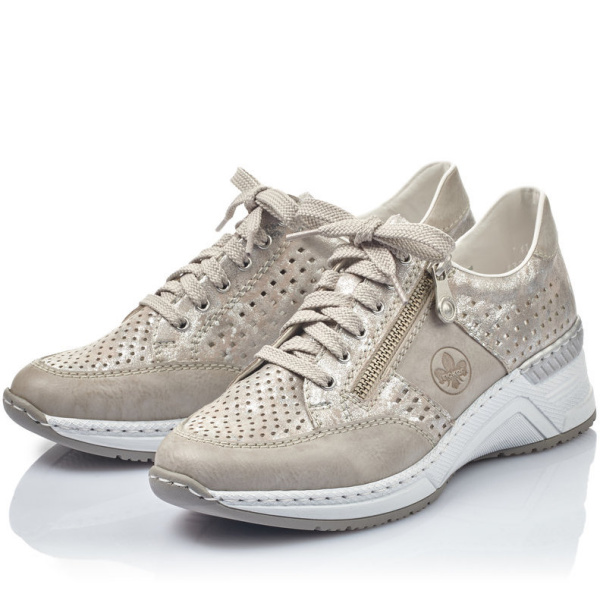 Фото Кроссовки  Rieker  серый  кожа искусств. F-300051