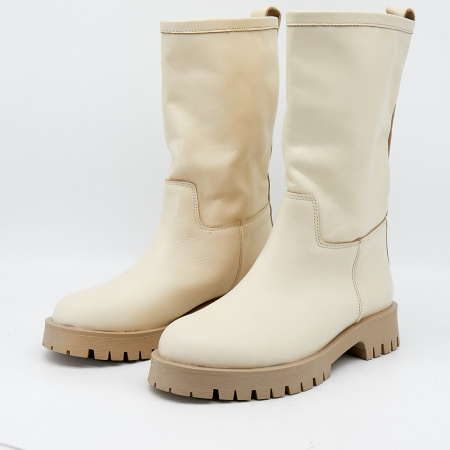 Полусапоги  Dakkem  бежевый  кожа Z-100809 фото в интернет-магазине | Omadey.ru