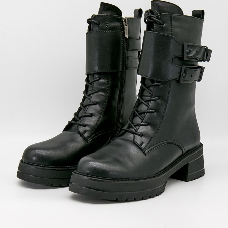 Ботинки  Madella  черный  кожа Z-100726 фото в интернет-магазине | Omadey.ru