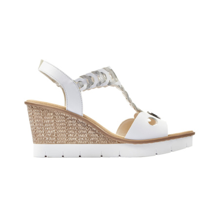 Босоножки  Rieker  белый  кожа искусств. F-80277 фото в интернет-магазине | Omadey.ru
