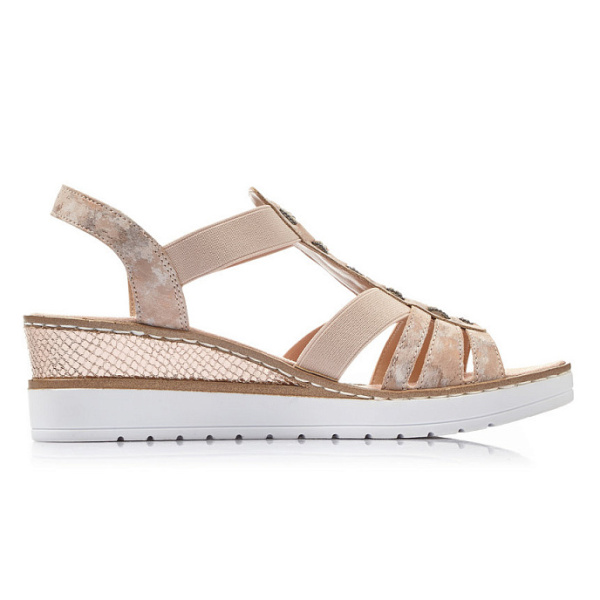 Фото Босоножки  Rieker  розовый  кожа искусств. F-100403