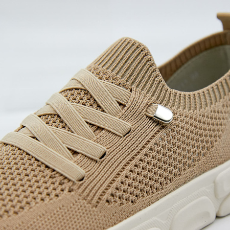 Слипоны  Glam Forever  бежевый  текстиль F-91147 фото в интернет-магазине | Omadey.ru