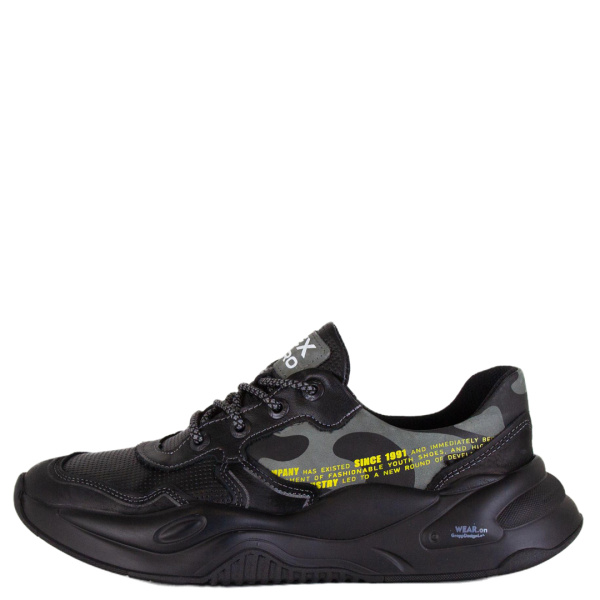 Фото Кроссовки  NexPero  черный  кожа/нубук F-100219 мужские