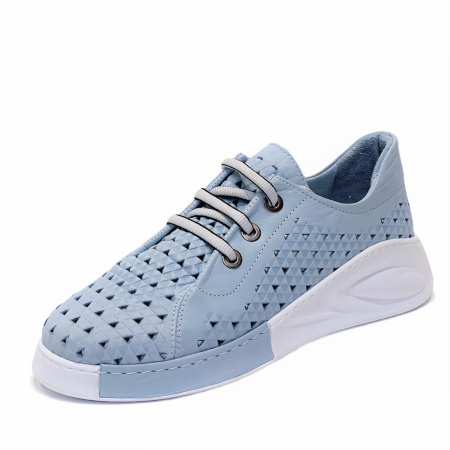 Кроссовки  Rovigo  голубой  кожа F-90811 фото в интернет-магазине | Omadey.ru