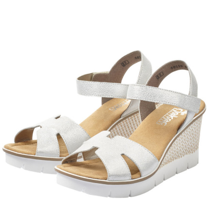 Босоножки  Rieker  серебряный  кожа F-80346 фото в интернет-магазине | Omadey.ru