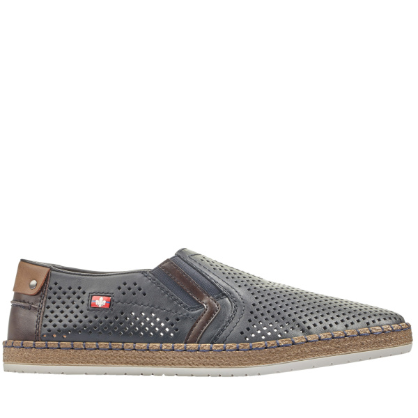 Фото Слипоны  Rieker  синий  кожа/кожа искусств. F-400142