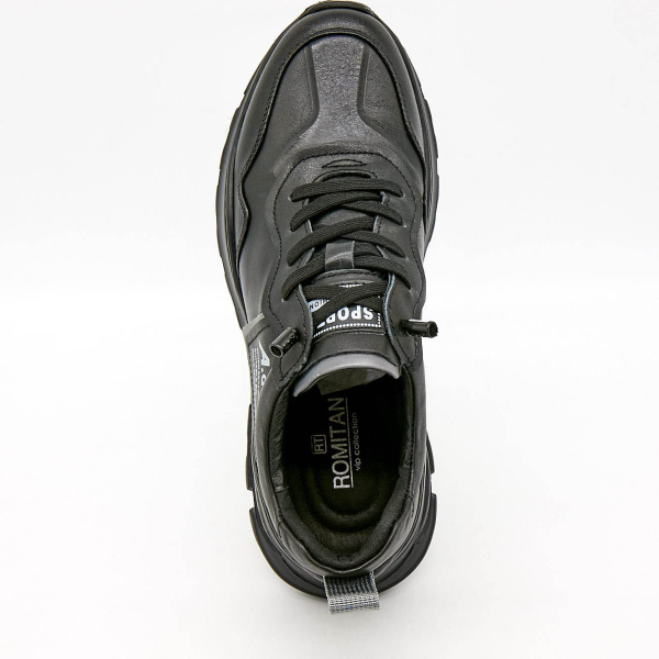 Фото Кроссовки  Romitan  черный  кожа Z-100647 мужские