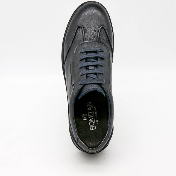 Фото Кроссовки  Romitan  синий  кожа Z-100638 мужские