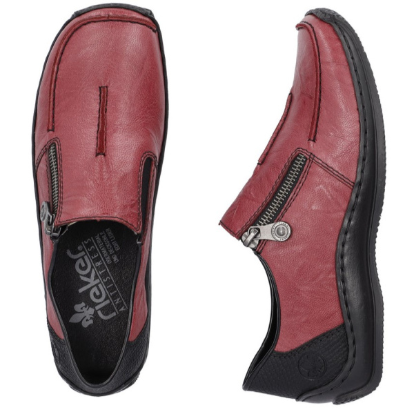 Фото Мокасины  Rieker  красный  кожа/кожа искусств. F-400035 Фото Мокасины  Rieker  красный  кожа/кожа искусств. F-400035