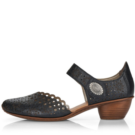 Туфли летние  Rieker  черный  кожа F-400080 фото в интернет-магазине | Omadey.ru