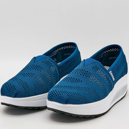 Слипоны  MYSET  синий  текстиль F-90604 фото в интернет-магазине | Omadey.ru