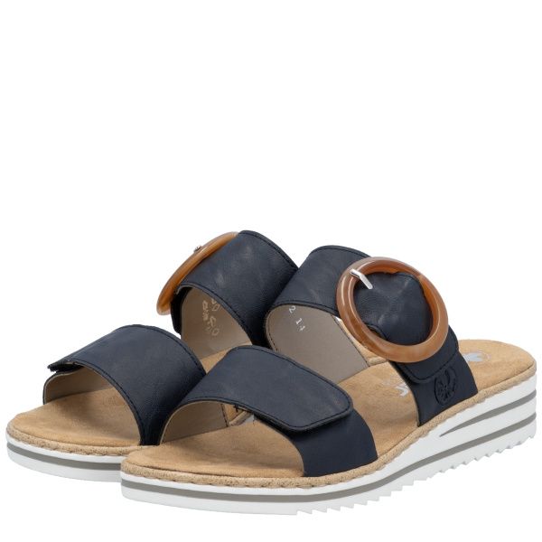 Фото Шлепанцы  Rieker  синий  кожа искусств. F-400269