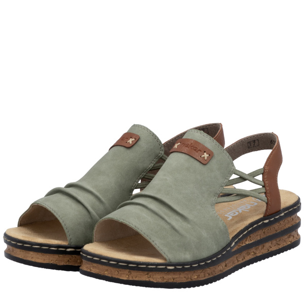 Фото Босоножки  Rieker  зеленый  кожа искусств. F-400464