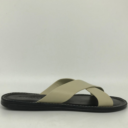 Шлепанцы  Leader  бежевый  кожа F-81310 фото в интернет-магазине | Omadey.ru