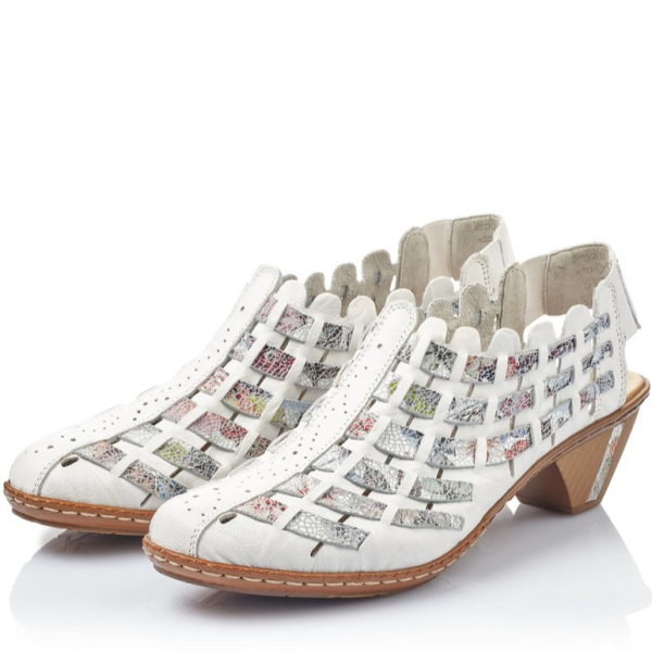 Фото Туфли летние  Rieker  белый  кожа/кожа искусств. F-400084