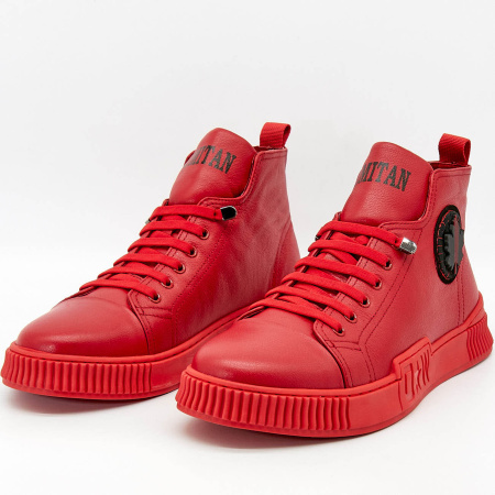 Ботинки  Romitan  красный  кожа Z-100672