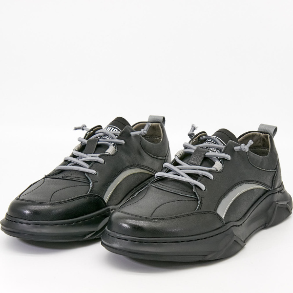 Фото Кроссовки  Romitan  черный  кожа Z-90458 мужские