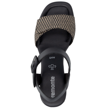 Босоножки  Remonte черный  кожа/текстиль F-401113 фото в интернет-магазине | Omadey.ru