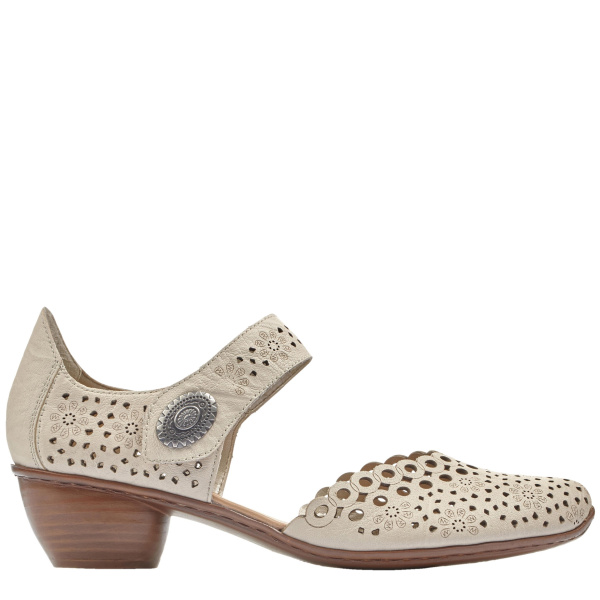 Фото Туфли летние  Rieker  бежевый  кожа F-400477