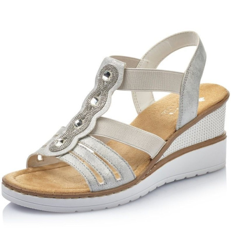 Босоножки  Rieker  белый  кожа искусств. F-90175 фото в интернет-магазине | Omadey.ru