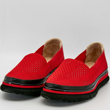 Слипоны  Rovigo  красный  текстиль F-90957 фото в интернет-магазине | Omadey.ru