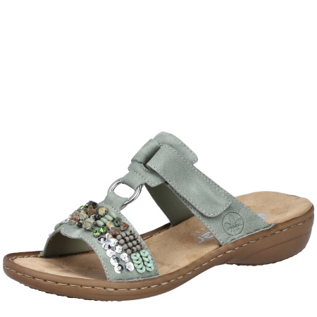 Шлепанцы  Rieker  зеленый  кожа искусств. F-401143 фото в интернет-магазине | Omadey.ru