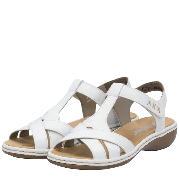 Фото Сандалии  Rieker  белый  кожа/кожа искусств. F-400119