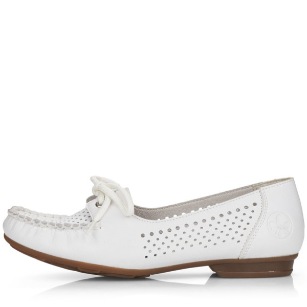 Фото Мокасины  Rieker  белый  кожа/кожа искусств. F-400072